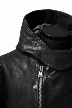 Load image into Gallery viewer, ISAMU KATAYAMA BACKLASH HOODED RIDERS JACKET / JP-CALF GARMENT WASHED (BLACK)