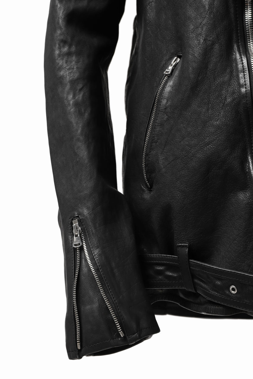 Load image into Gallery viewer, ISAMU KATAYAMA BACKLASH HOODED RIDERS JACKET / JP-CALF GARMENT WASHED (BLACK)