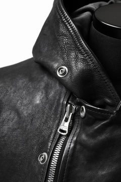 Load image into Gallery viewer, ISAMU KATAYAMA BACKLASH HOODED RIDERS JACKET / JP-CALF GARMENT WASHED (BLACK)