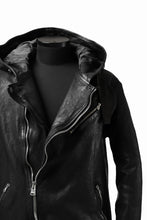 Load image into Gallery viewer, ISAMU KATAYAMA BACKLASH HOODED RIDERS JACKET / JP-CALF GARMENT WASHED (BLACK)