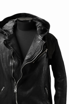 Load image into Gallery viewer, ISAMU KATAYAMA BACKLASH HOODED RIDERS JACKET / JP-CALF GARMENT WASHED (BLACK)