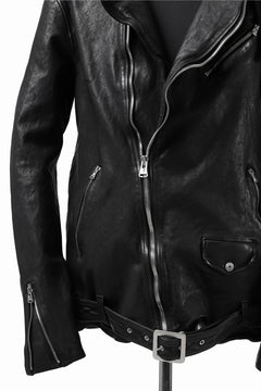Load image into Gallery viewer, ISAMU KATAYAMA BACKLASH HOODED RIDERS JACKET / JP-CALF GARMENT WASHED (BLACK)