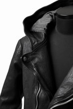 Load image into Gallery viewer, ISAMU KATAYAMA BACKLASH HOODED RIDERS JACKET / JP-CALF GARMENT WASHED (BLACK)