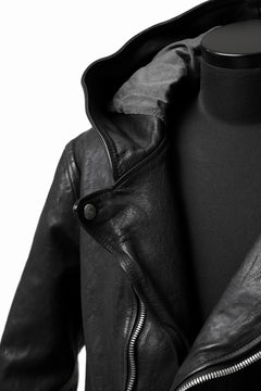 Load image into Gallery viewer, ISAMU KATAYAMA BACKLASH HOODED RIDERS JACKET / JP-CALF GARMENT WASHED (BLACK)