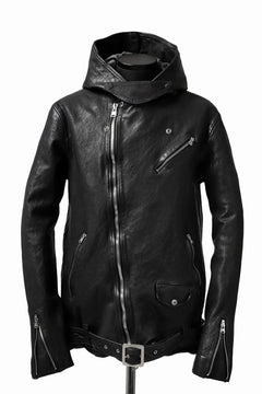 画像をギャラリービューアに読み込む, ISAMU KATAYAMA BACKLASH HOODED RIDERS JACKET / GARMENT WASHED JP CALF (BLACK)