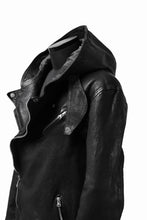Load image into Gallery viewer, ISAMU KATAYAMA BACKLASH HOODED RIDERS JACKET / JP-CALF GARMENT WASHED (BLACK)