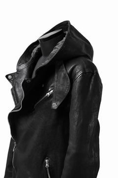 画像をギャラリービューアに読み込む, ISAMU KATAYAMA BACKLASH HOODED RIDERS JACKET / GARMENT WASHED JP CALF (BLACK)