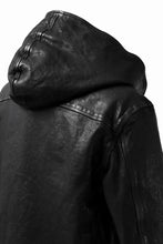 Load image into Gallery viewer, ISAMU KATAYAMA BACKLASH HOODED RIDERS JACKET / JP-CALF GARMENT WASHED (BLACK)