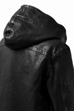 Load image into Gallery viewer, ISAMU KATAYAMA BACKLASH HOODED RIDERS JACKET / JP-CALF GARMENT WASHED (BLACK)