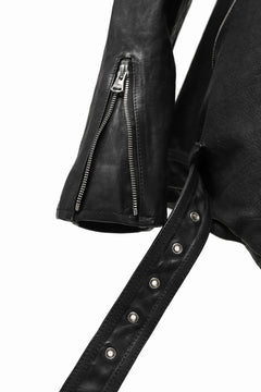 Load image into Gallery viewer, ISAMU KATAYAMA BACKLASH HOODED RIDERS JACKET / JP-CALF GARMENT WASHED (BLACK)