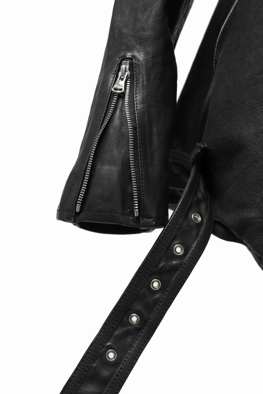 Load image into Gallery viewer, ISAMU KATAYAMA BACKLASH HOODED RIDERS JACKET / JP-CALF GARMENT WASHED (BLACK)