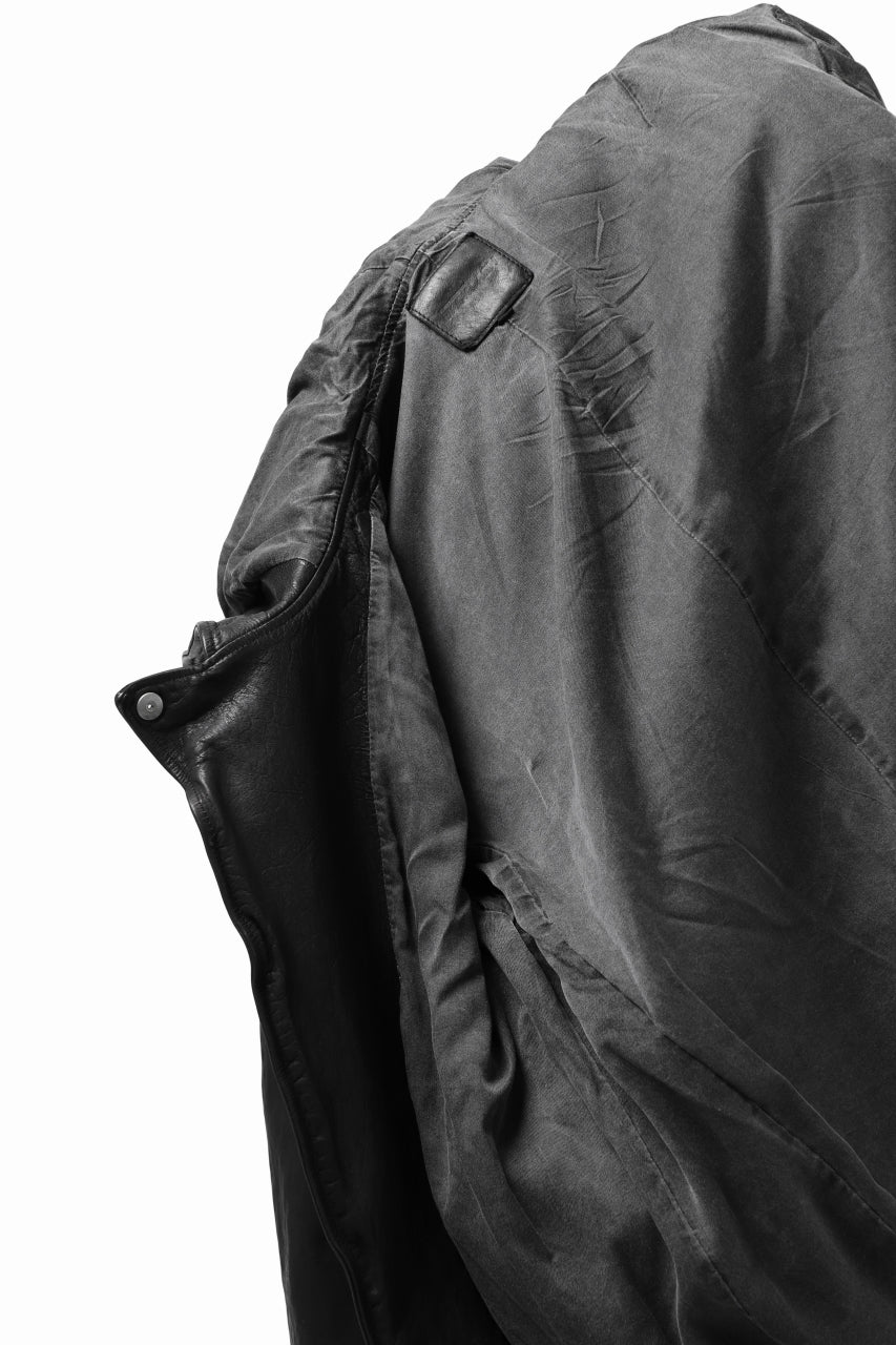 Load image into Gallery viewer, ISAMU KATAYAMA BACKLASH HOODED RIDERS JACKET / JP-CALF GARMENT WASHED (BLACK)