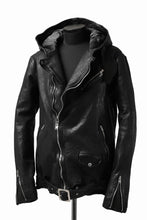 Load image into Gallery viewer, ISAMU KATAYAMA BACKLASH HOODED RIDERS JACKET / JP-CALF GARMENT WASHED (BLACK)