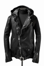 Load image into Gallery viewer, ISAMU KATAYAMA BACKLASH HOODED RIDERS JACKET / JP-CALF GARMENT WASHED (BLACK)
