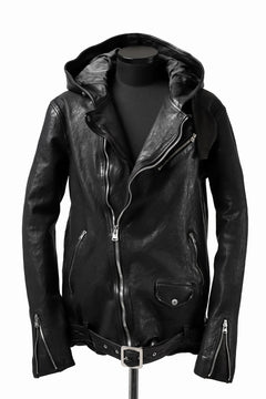 画像をギャラリービューアに読み込む, ISAMU KATAYAMA BACKLASH HOODED RIDERS JACKET / GARMENT WASHED JP CALF (BLACK)