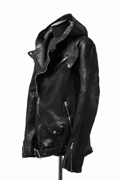 画像をギャラリービューアに読み込む, ISAMU KATAYAMA BACKLASH HOODED RIDERS JACKET / GARMENT WASHED JP CALF (BLACK)