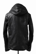 Load image into Gallery viewer, ISAMU KATAYAMA BACKLASH HOODED RIDERS JACKET / JP-CALF GARMENT WASHED (BLACK)