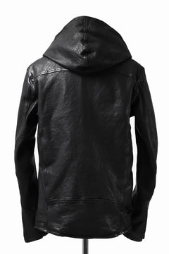 Load image into Gallery viewer, ISAMU KATAYAMA BACKLASH HOODED RIDERS JACKET / JP-CALF GARMENT WASHED (BLACK)
