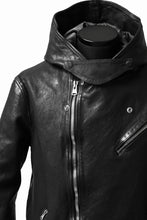 Load image into Gallery viewer, ISAMU KATAYAMA BACKLASH HOODED RIDERS JACKET / JP-CALF GARMENT WASHED (BLACK)