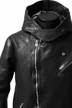 画像をギャラリービューアに読み込む, ISAMU KATAYAMA BACKLASH HOODED RIDERS JACKET / GARMENT WASHED JP CALF (BLACK)