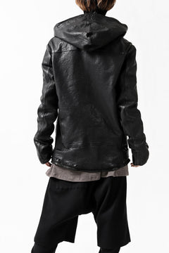 画像をギャラリービューアに読み込む, ISAMU KATAYAMA BACKLASH HOODED RIDERS JACKET / GARMENT WASHED JP CALF (BLACK)