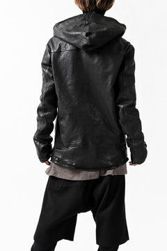 Load image into Gallery viewer, ISAMU KATAYAMA BACKLASH HOODED RIDERS JACKET / JP-CALF GARMENT WASHED (BLACK)