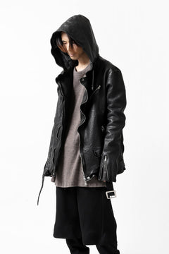 画像をギャラリービューアに読み込む, ISAMU KATAYAMA BACKLASH HOODED RIDERS JACKET / GARMENT WASHED JP CALF (BLACK)
