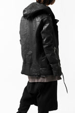 Load image into Gallery viewer, ISAMU KATAYAMA BACKLASH HOODED RIDERS JACKET / JP-CALF GARMENT WASHED (BLACK)