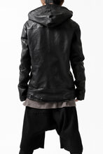 Load image into Gallery viewer, ISAMU KATAYAMA BACKLASH HOODED RIDERS JACKET / JP-CALF GARMENT WASHED (BLACK)