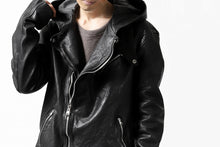 Load image into Gallery viewer, ISAMU KATAYAMA BACKLASH HOODED RIDERS JACKET / JP-CALF GARMENT WASHED (BLACK)