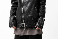 Load image into Gallery viewer, ISAMU KATAYAMA BACKLASH HOODED RIDERS JACKET / JP-CALF GARMENT WASHED (BLACK)