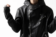 Load image into Gallery viewer, ISAMU KATAYAMA BACKLASH HOODED RIDERS JACKET / JP-CALF GARMENT WASHED (BLACK)