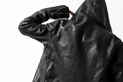 Load image into Gallery viewer, ISAMU KATAYAMA BACKLASH HOODED RIDERS JACKET / JP-CALF GARMENT WASHED (BLACK)