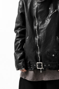 Load image into Gallery viewer, ISAMU KATAYAMA BACKLASH HOODED RIDERS JACKET / JP-CALF GARMENT WASHED (BLACK)