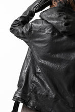 Load image into Gallery viewer, ISAMU KATAYAMA BACKLASH HOODED RIDERS JACKET / JP-CALF GARMENT WASHED (BLACK)