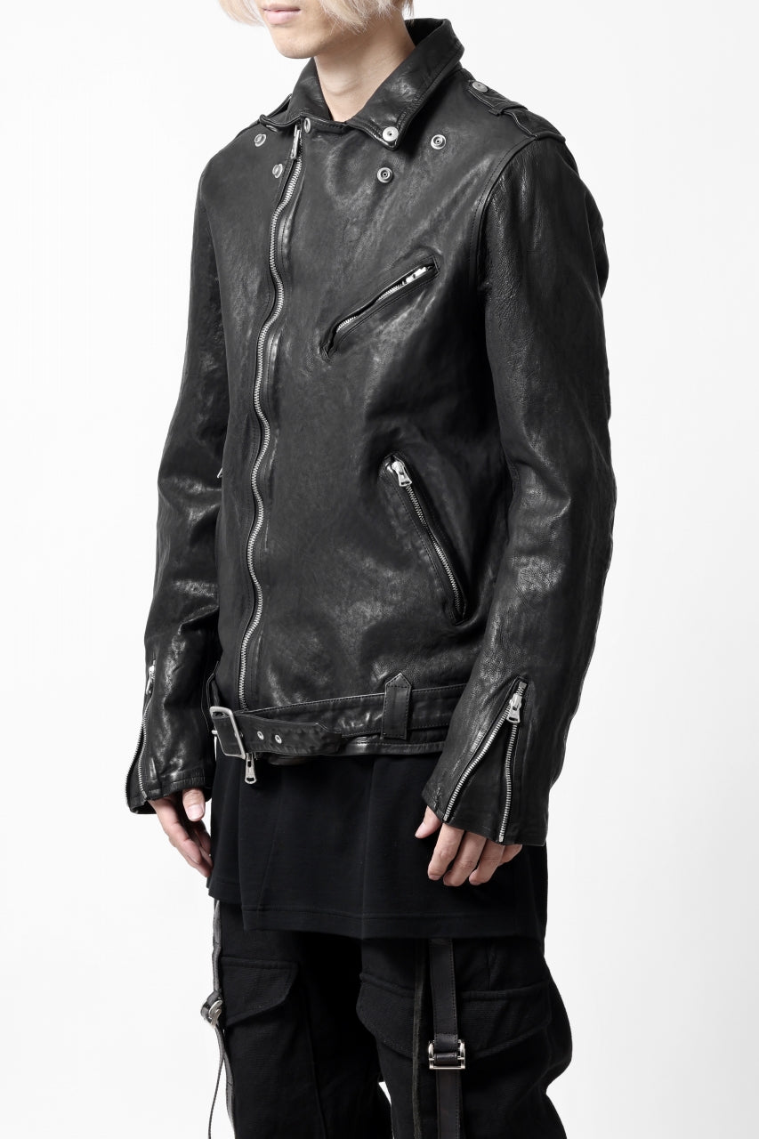 画像をギャラリービューアに読み込む, ISAMU KATAYAMA BACKLASH DOUBLE RIDERS JACKET "RELAX" / GARMENT WASHED JP CALF (BLACK)