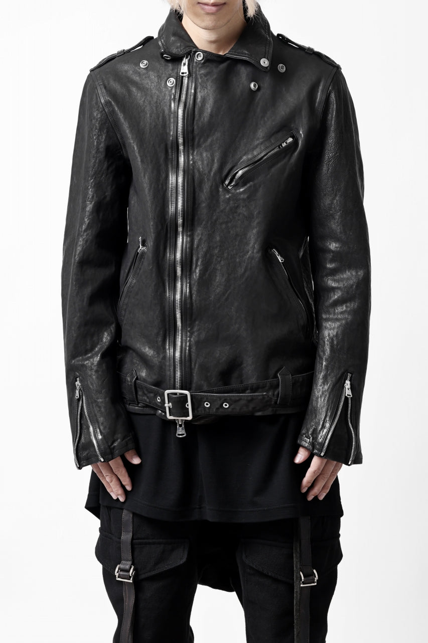 画像をギャラリービューアに読み込む, ISAMU KATAYAMA BACKLASH DOUBLE RIDERS JACKET "RELAX" / GARMENT WASHED JP CALF (BLACK)