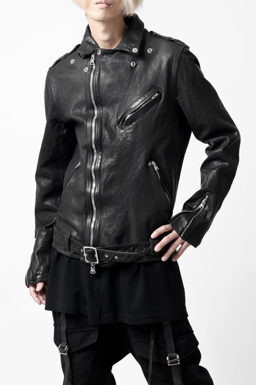 画像をギャラリービューアに読み込む, ISAMU KATAYAMA BACKLASH DOUBLE RIDERS JACKET "RELAX" / GARMENT WASHED JP CALF (BLACK)