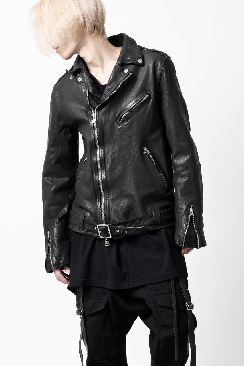 画像をギャラリービューアに読み込む, ISAMU KATAYAMA BACKLASH DOUBLE RIDERS JACKET &quot;RELAX&quot; / GARMENT WASHED JP CALF (BLACK)