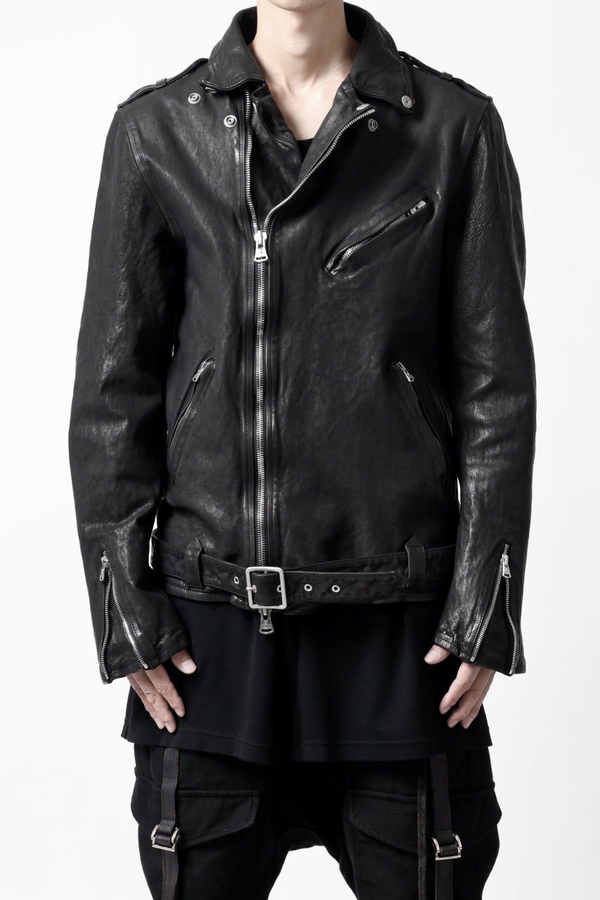 画像をギャラリービューアに読み込む, ISAMU KATAYAMA BACKLASH DOUBLE RIDERS JACKET "RELAX" / GARMENT WASHED JP CALF (BLACK)