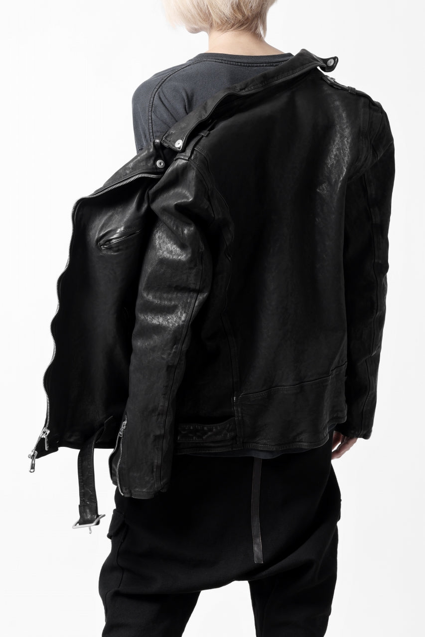 画像をギャラリービューアに読み込む, ISAMU KATAYAMA BACKLASH DOUBLE RIDERS JACKET &quot;RELAX&quot; / GARMENT WASHED JP CALF (BLACK)