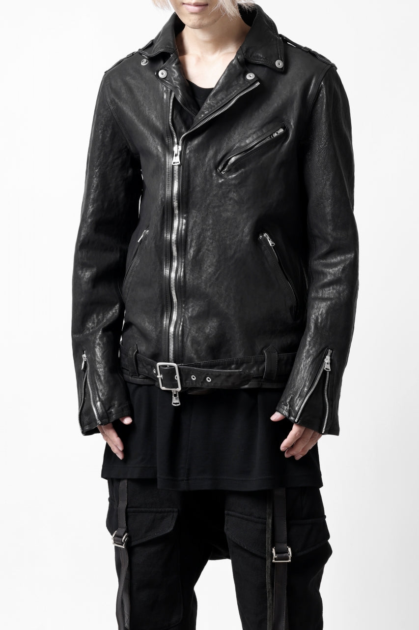 画像をギャラリービューアに読み込む, ISAMU KATAYAMA BACKLASH DOUBLE RIDERS JACKET "RELAX" / GARMENT WASHED JP CALF (BLACK)