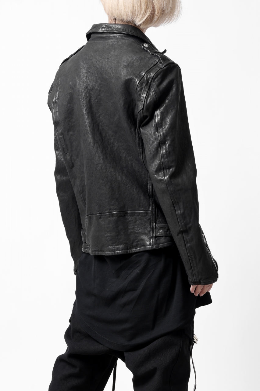 画像をギャラリービューアに読み込む, ISAMU KATAYAMA BACKLASH DOUBLE RIDERS JACKET "RELAX" / GARMENT WASHED JP CALF (BLACK)