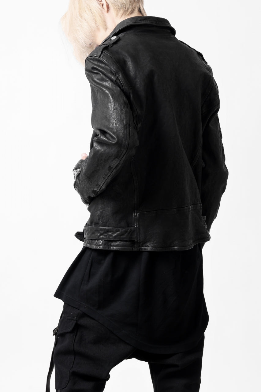 画像をギャラリービューアに読み込む, ISAMU KATAYAMA BACKLASH DOUBLE RIDERS JACKET "RELAX" / GARMENT WASHED JP CALF (BLACK)