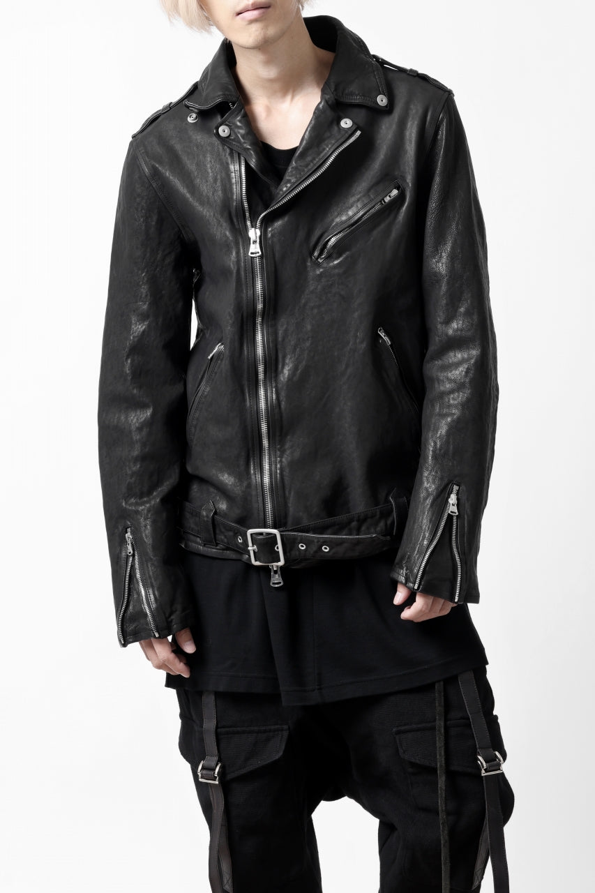 画像をギャラリービューアに読み込む, ISAMU KATAYAMA BACKLASH DOUBLE RIDERS JACKET "RELAX" / GARMENT WASHED JP CALF (BLACK)