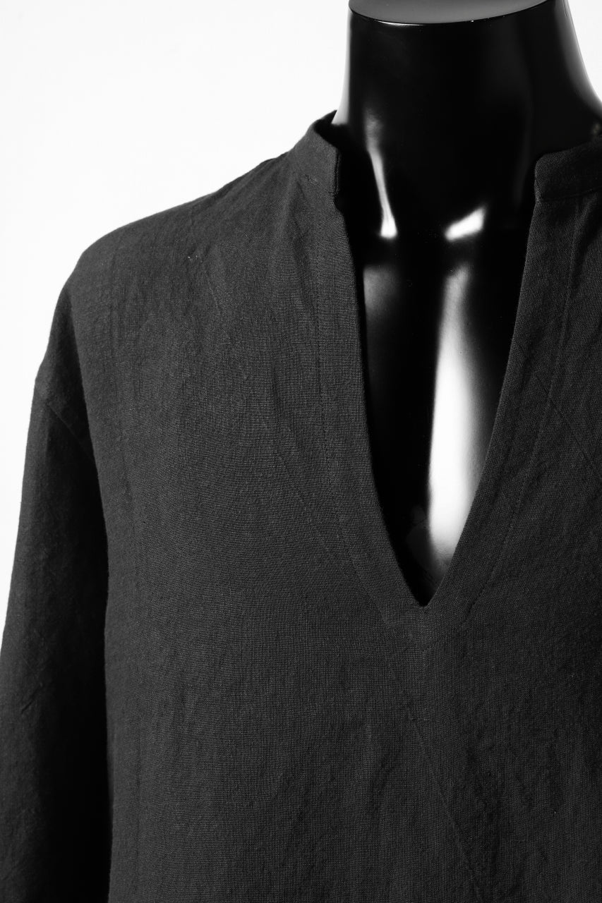 画像をギャラリービューアに読み込む, ISAMU KATAYAMA BACKLASH SOFT LINEN SKIPPER SHIRT (BLACK)