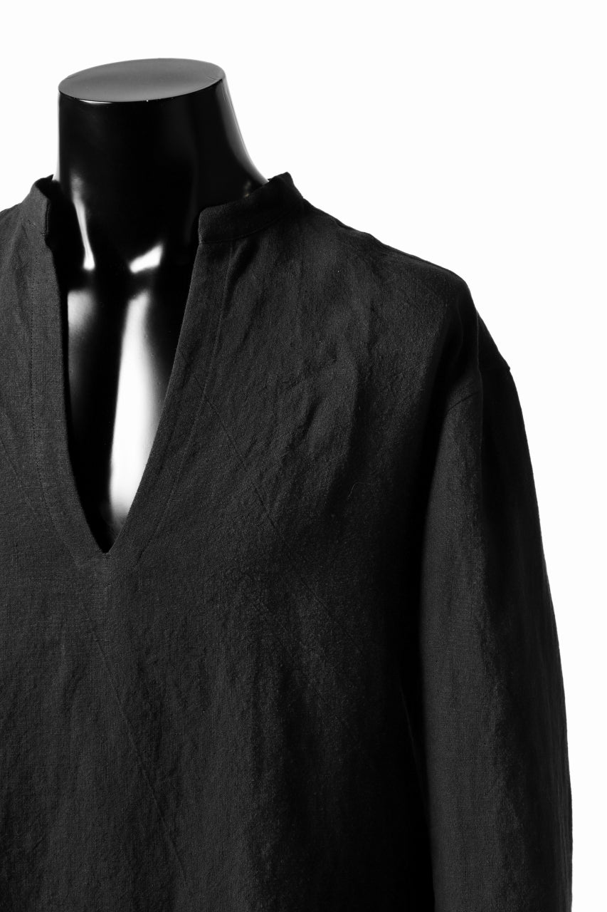 画像をギャラリービューアに読み込む, ISAMU KATAYAMA BACKLASH SOFT LINEN SKIPPER SHIRT (BLACK)