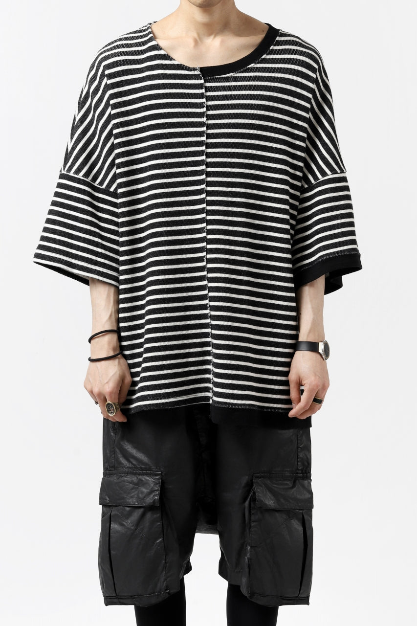 Load image into Gallery viewer, ISAMU KATAYAMA BACKLASH OVERSIZED SWITCHING TOPS / COTTON HONEYCOMB (BORDER)