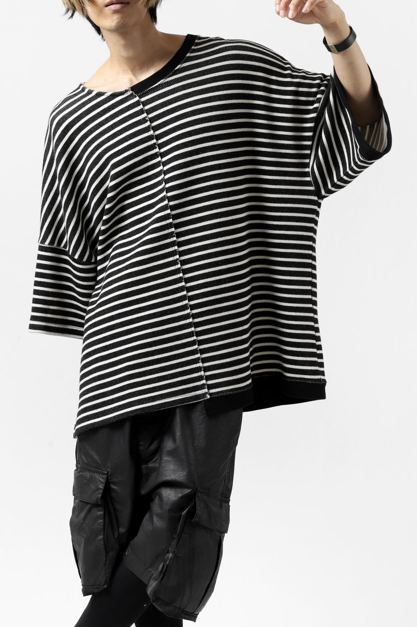 Load image into Gallery viewer, ISAMU KATAYAMA BACKLASH OVERSIZED SWITCHING TOPS / COTTON HONEYCOMB (BORDER)