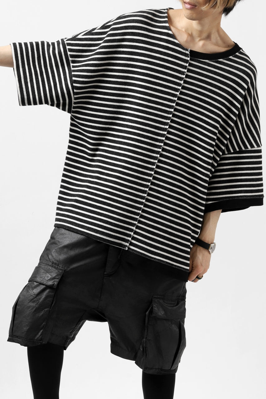 Load image into Gallery viewer, ISAMU KATAYAMA BACKLASH OVERSIZED SWITCHING TOPS / COTTON HONEYCOMB (BORDER)